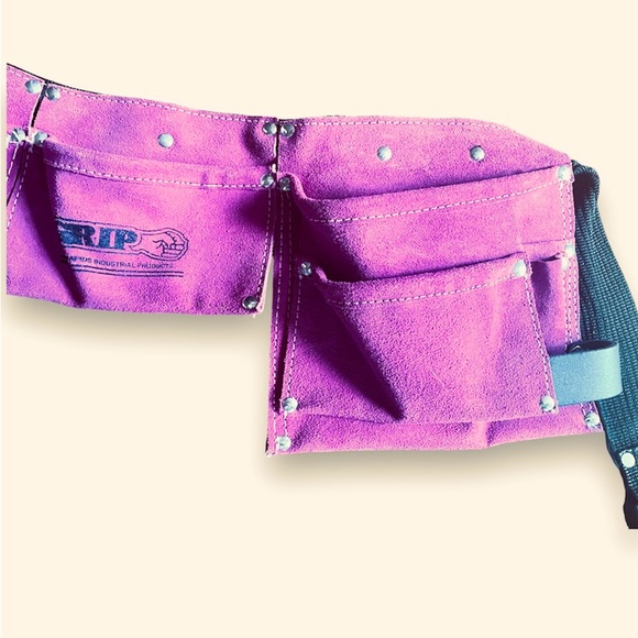 NWOT Leather Tool Belt Pouch Heavy Duty Suede buckle closure adjustable PINK - Picture 2 of 8